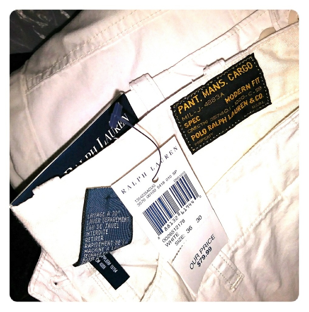 Authentic Ralph Lauren White Cargo Khaki Pants